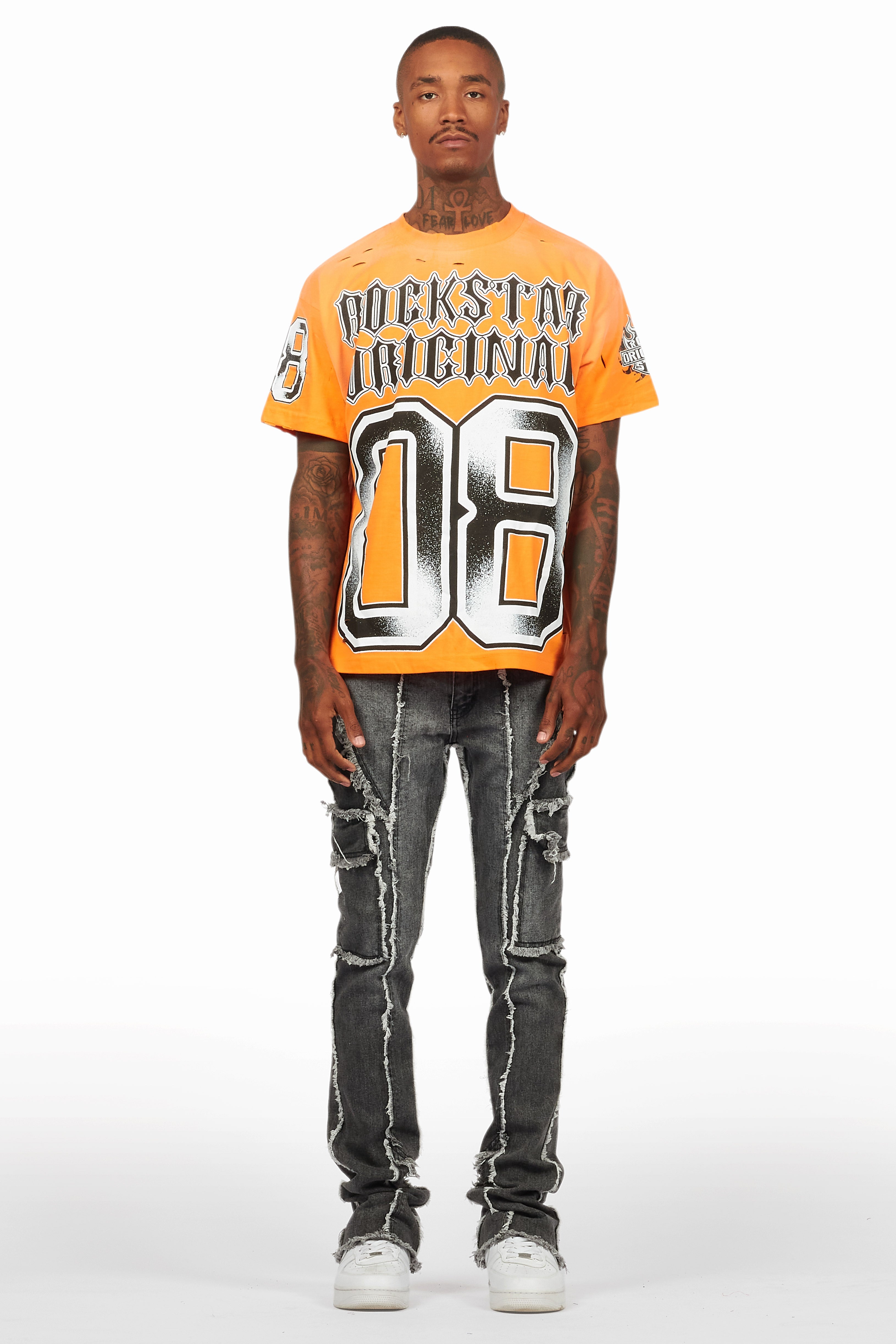 Alim Orange Oversized Graphic T-Shirt