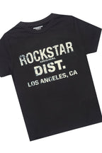 Boys Lake Black/Beige T-Shirt/Dag Dark Grey Stacked Flare Jean Set