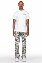 Kavi White/Black T-Shirt/Stacked Flare Jean Set