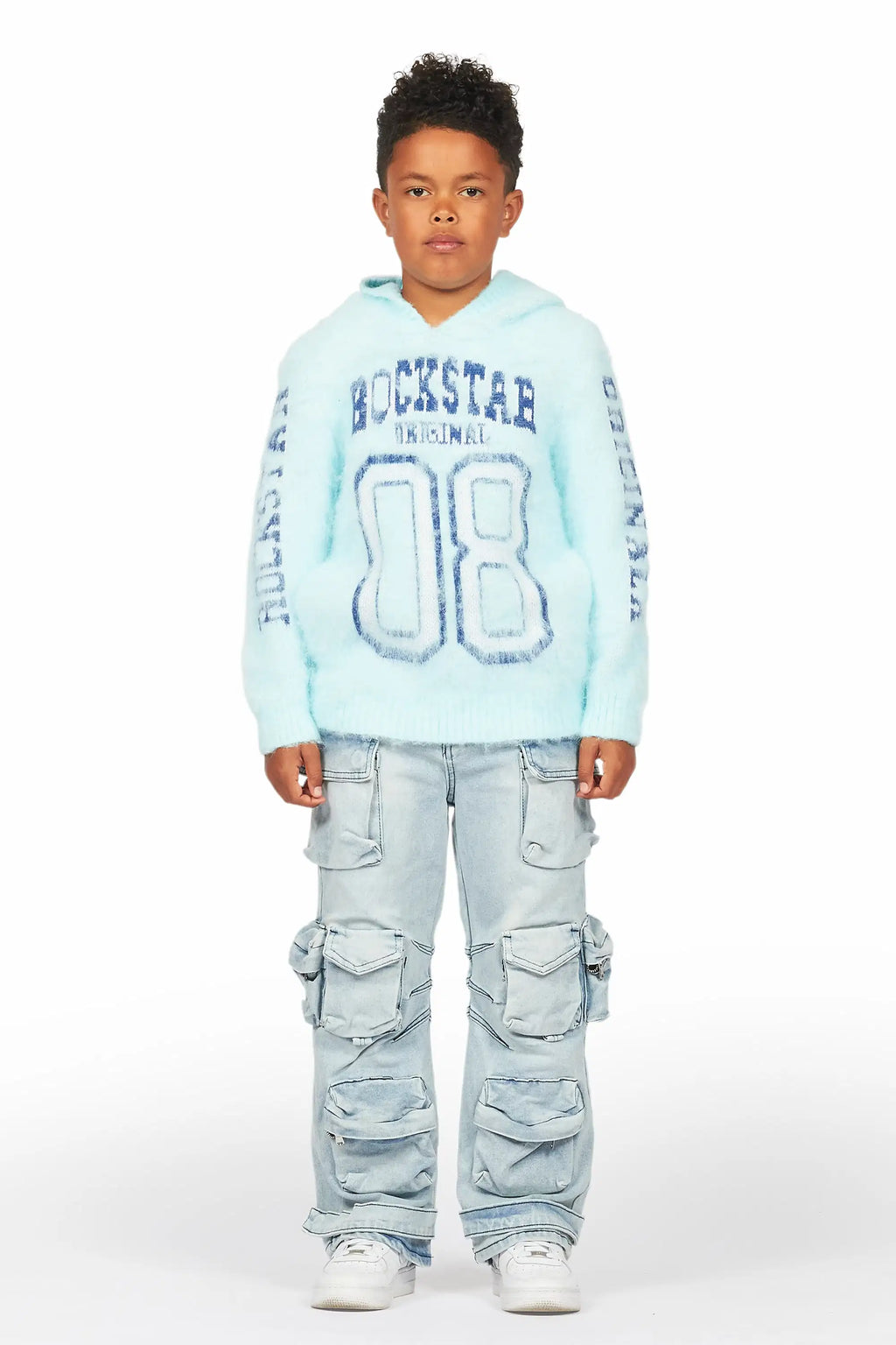 Boys Mahesh Blue Baggy Cargo Jean