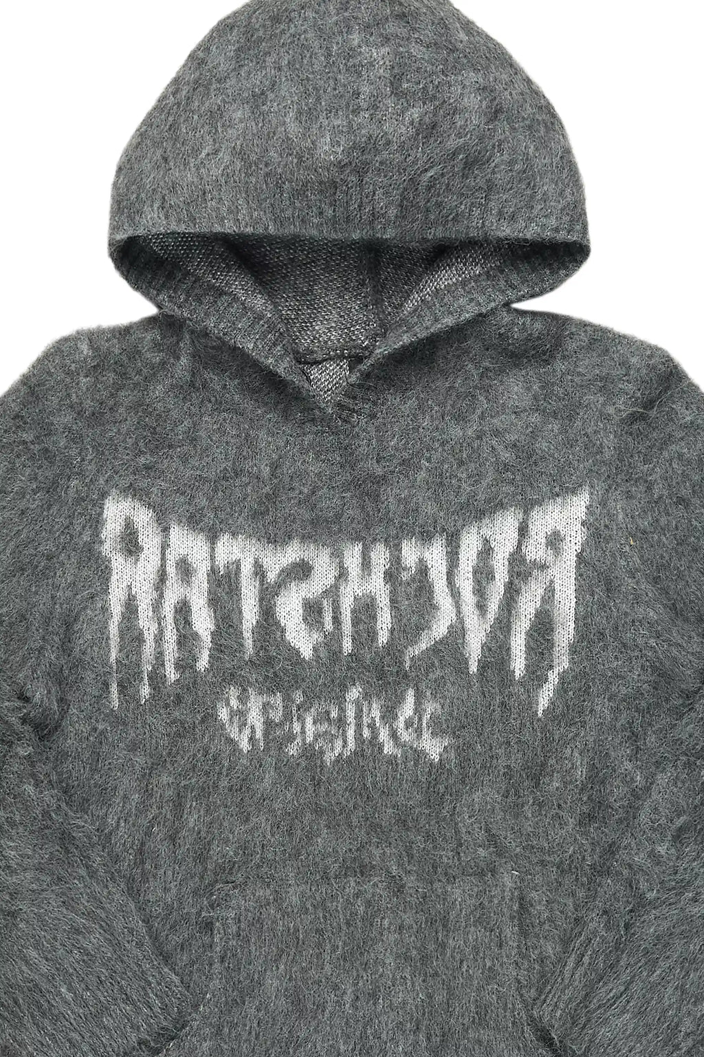 Andros Reflected Grey Graphic Knitted Mohair Hoodie