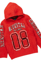 Boys Fields Red Mohair Hoodie/Stacked Flare Jean Set