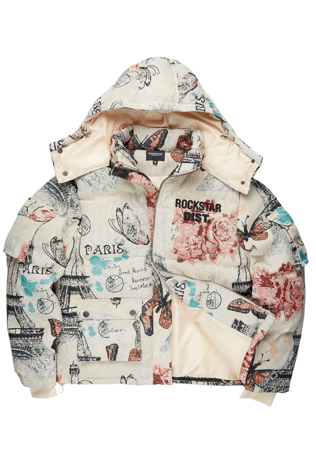 Boys Lamont Beige Tapestry Puffer Jacket