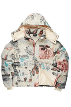Boys Lamont Beige Tapestry Puffer Jacket