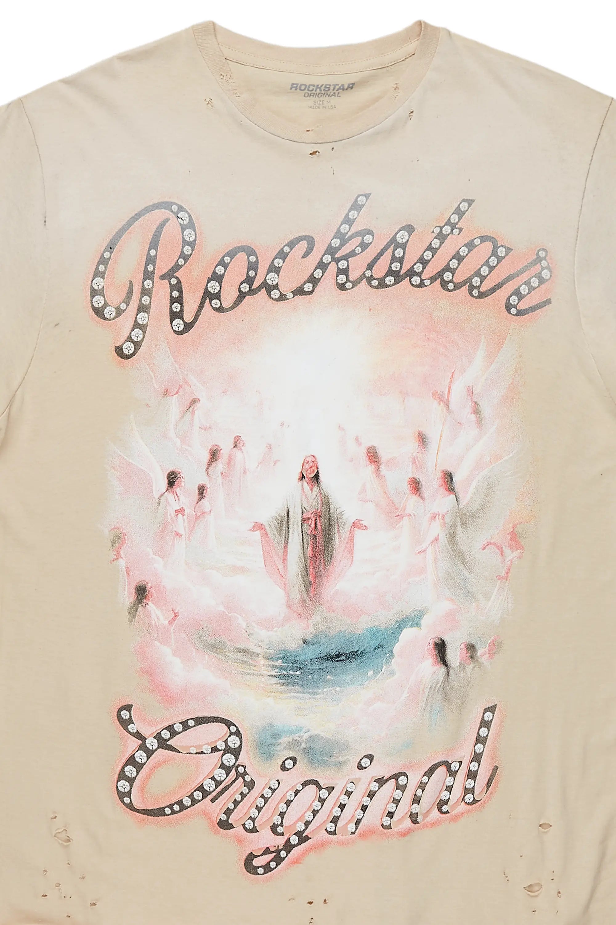 Taman Beige Graphic Oversized T-Shirt