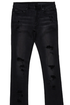 Stellan Black Super Stacked Flare Jean