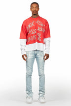 Kodak Blue/White Painter Stacked Flare Jean