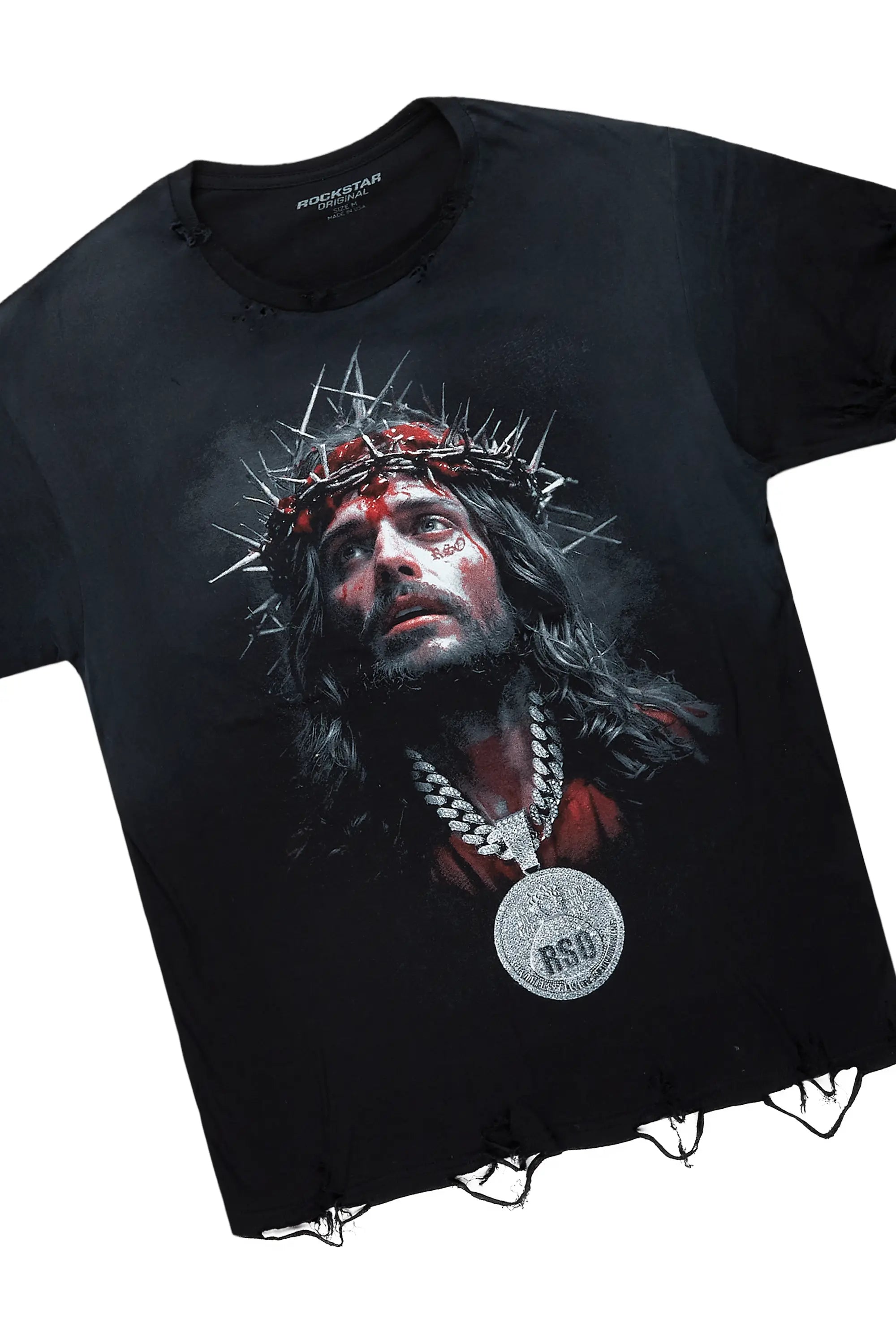 Amina Black Oversized T-Shirt/Stacked Flare Jean Bundle