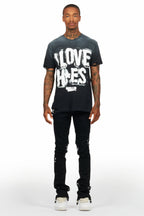 Banyan Black Graphic T-Shirt/Dag Stacked Flare Jean Set