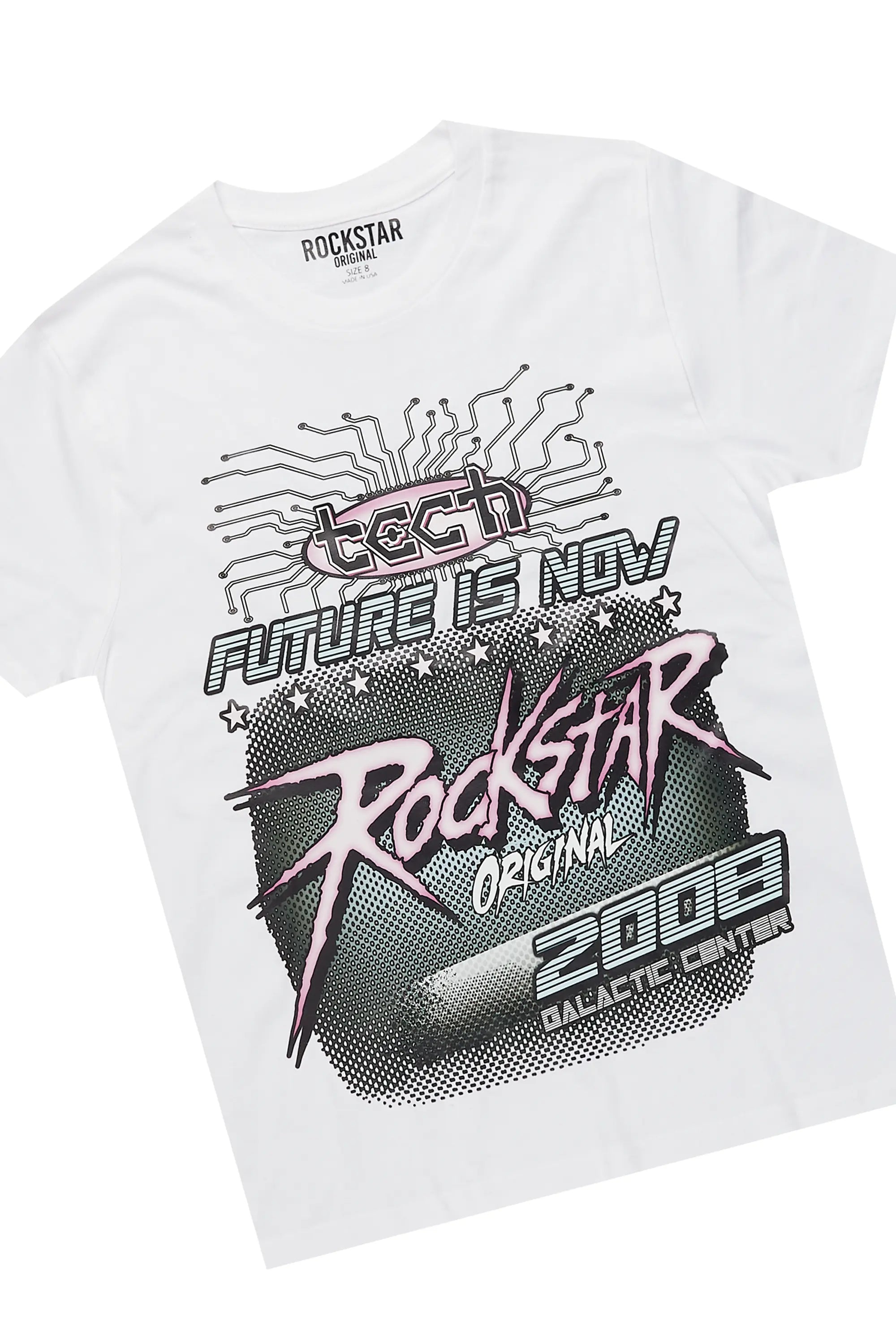 Girls Racing White T-Shirt/Baggy Fit Jean Set