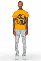 Gaines Light Grey Ripped Slim Straight Jean