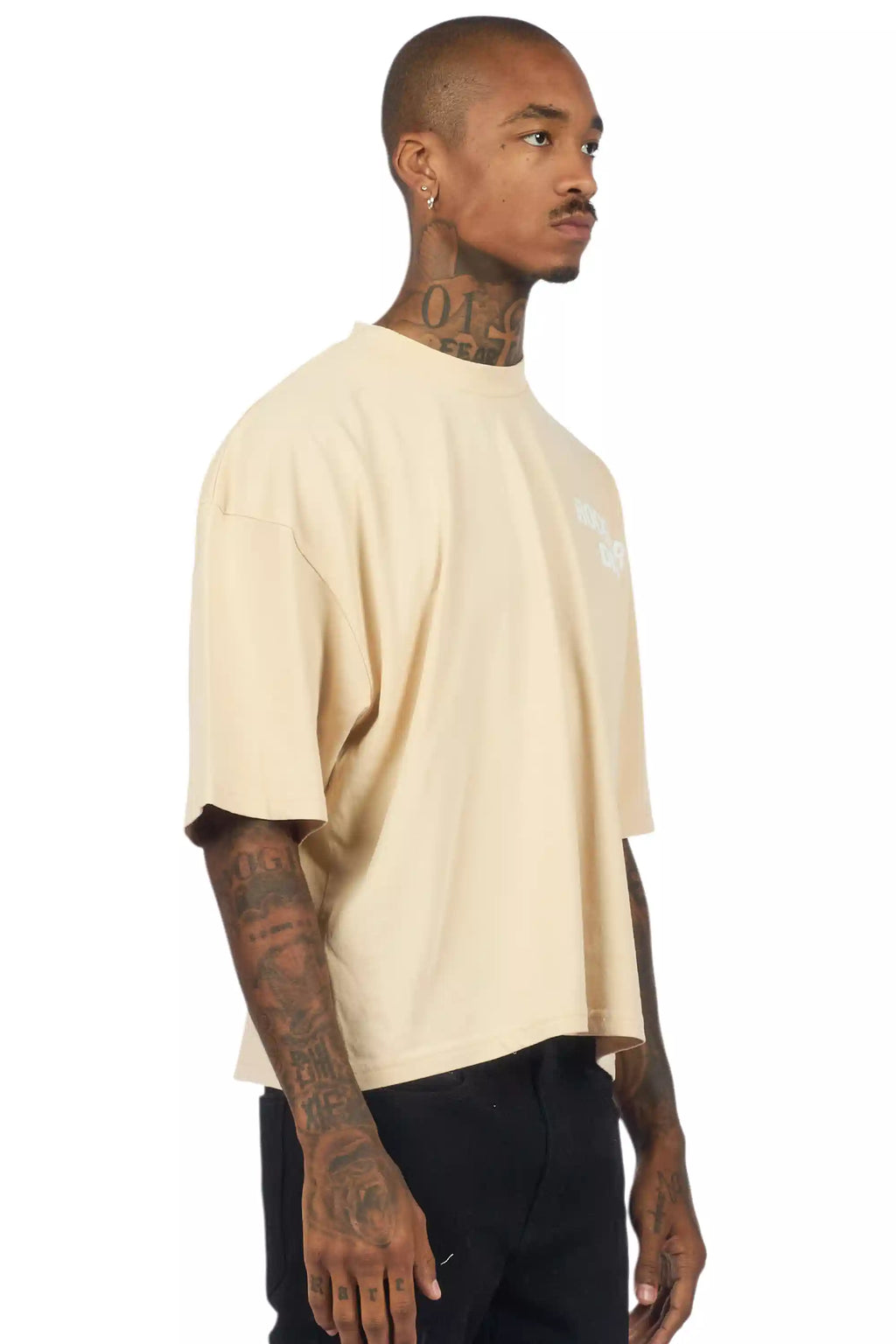 Lake Beige/White Boxy Crop T-Shirt