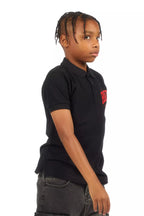 Boys Ruffo Black/Red Polo