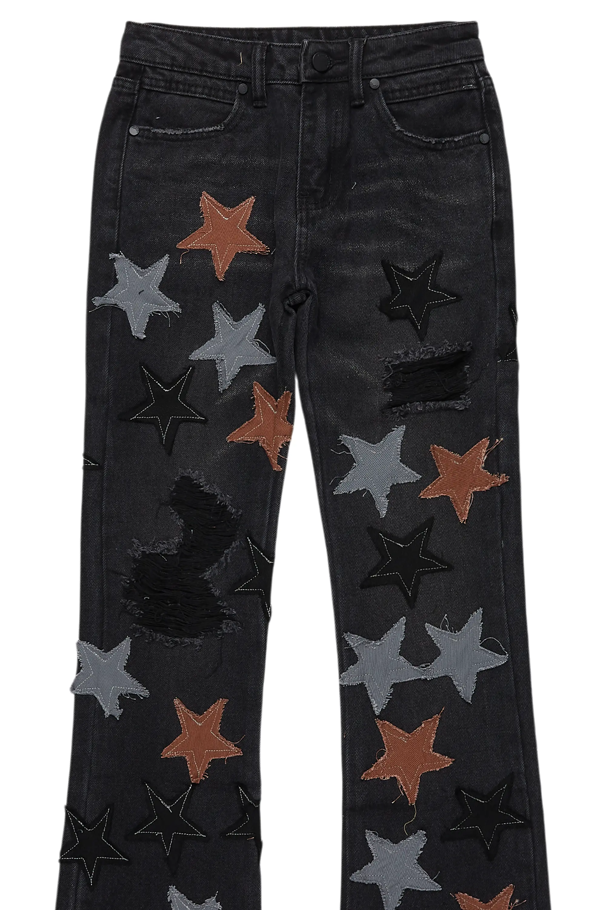 Boys StarLane Black Stacked Flare Jean