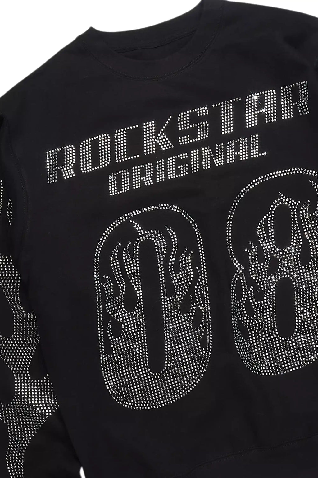 Jahlil Black/Silver Rhinestone Crewneck Sweatshirt