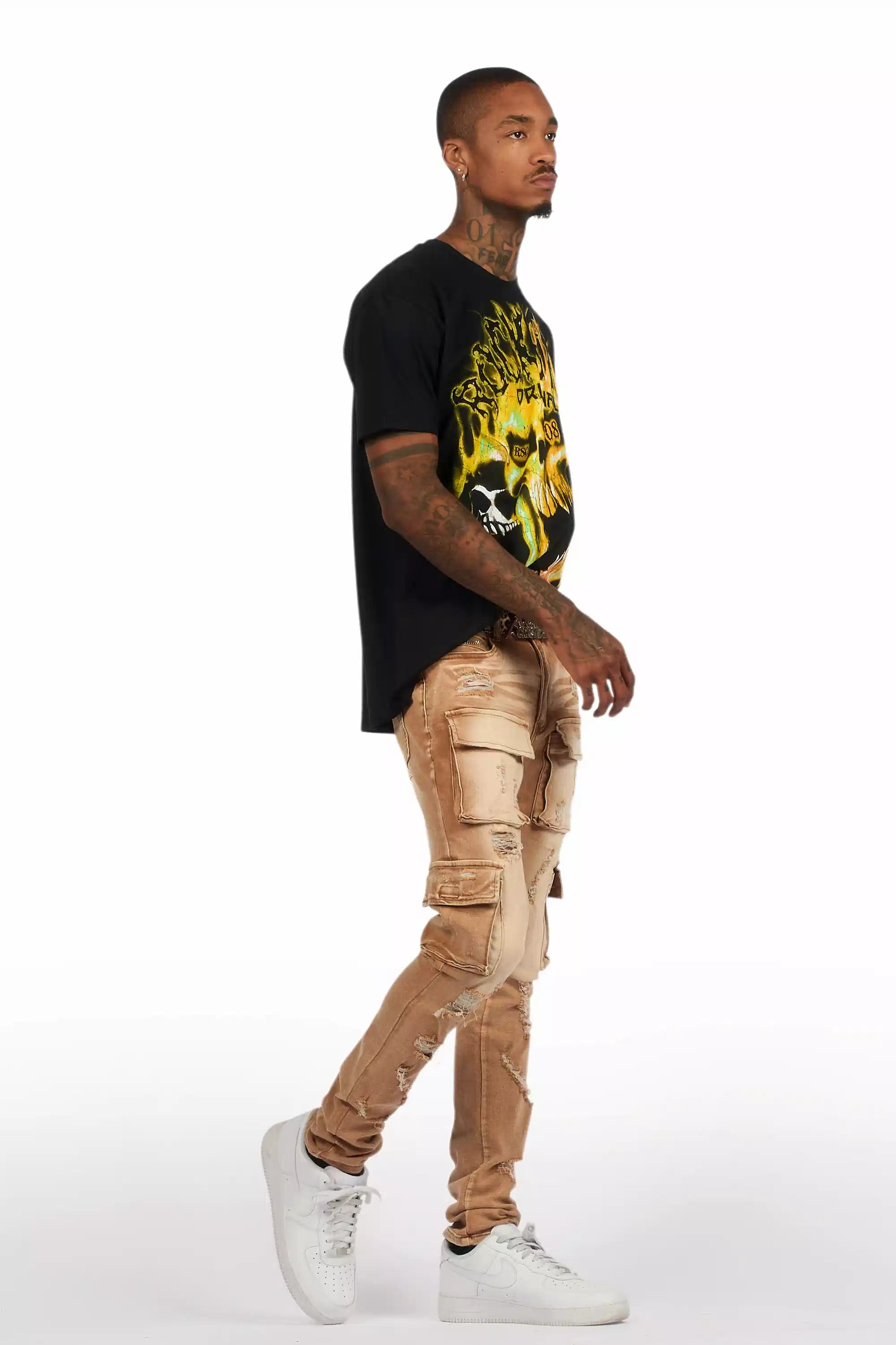 Kap Washed Beige Cargo Jean