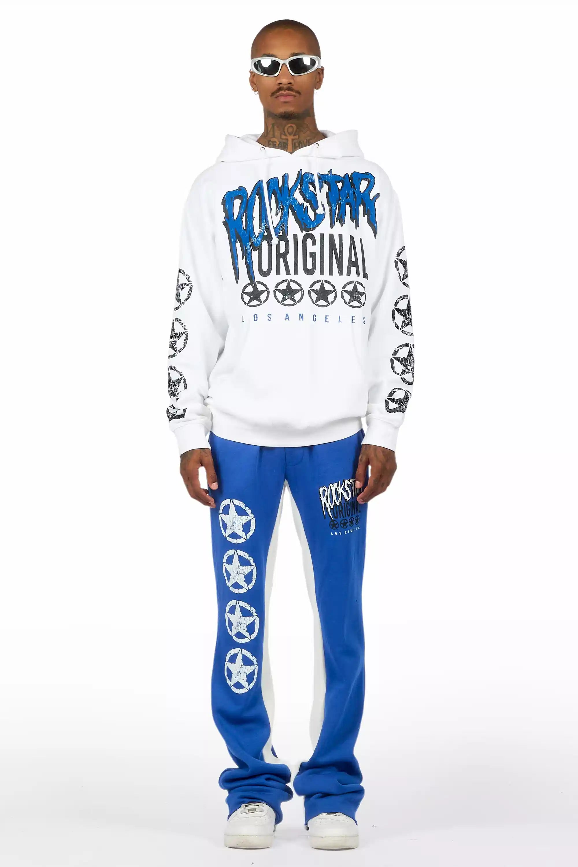 Wizzurd White/Royal Blue Hoodie Stacked Track Set