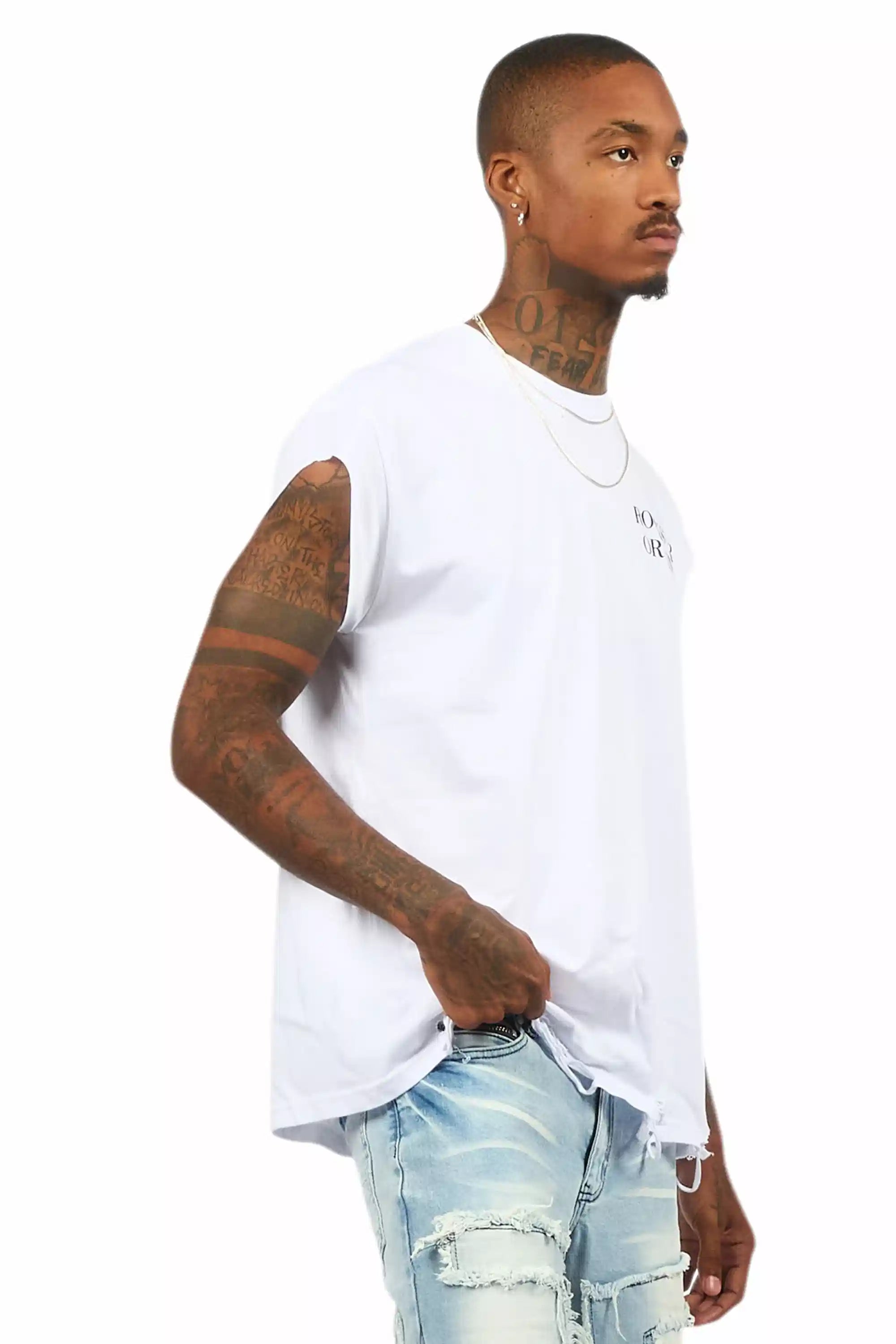 Drako White Graphic Muscle T-Shirt