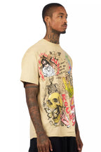 Zyver Beige Graphic T-Shirt