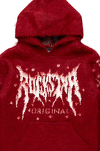 Boys Raymond Red Graphic Knitted Mohair Hoodie