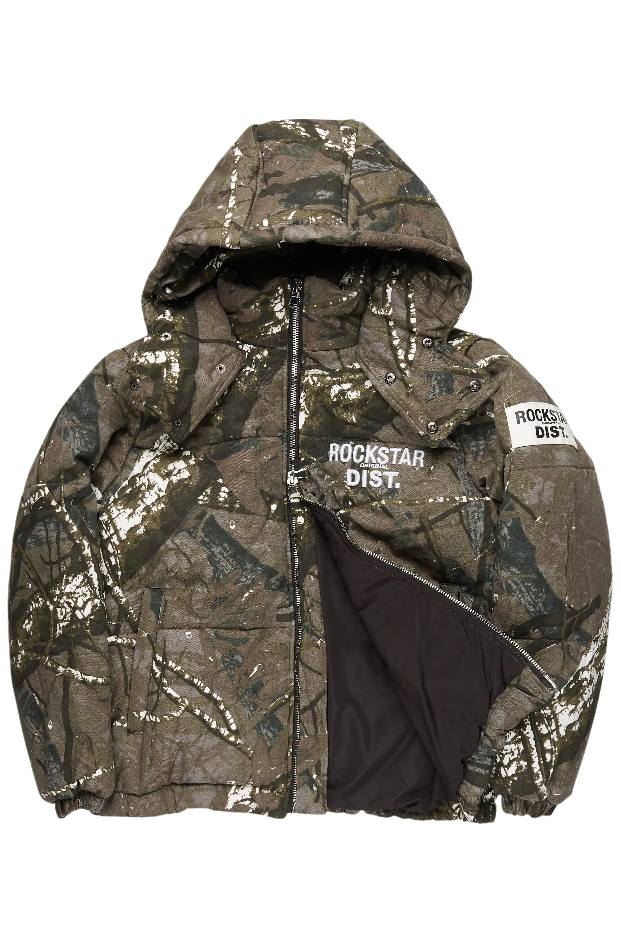 Bevis Grey Tree Camo Puffer Jacket
