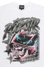 Samaya White Rhinestone Short Sleeve Tee