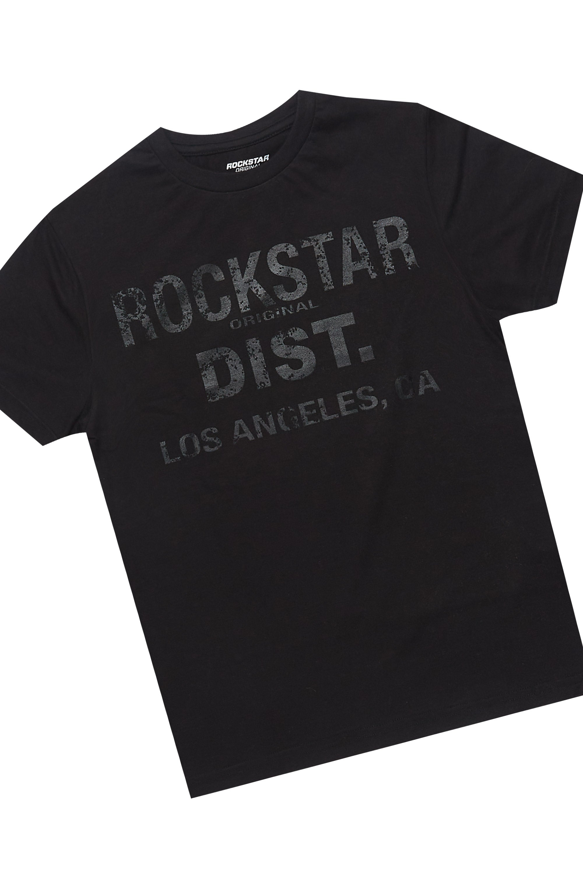 Boys Koen Black/Green T-Shirt/Stacked Flare Jean Set