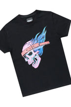 Girls Ava Black T-Shirt/Stacked Flare Jean Set