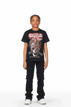 Boys Calix Black T-Shirt/Stacked Flare Jean