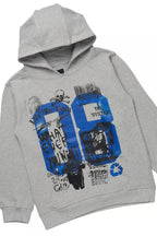 Boys Beau Grey/Blue Hoodie Stacked Flare Track Set