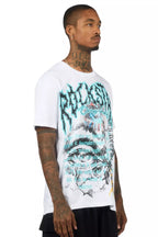 Drai White/Blue Oversized Graphic T-Shirt