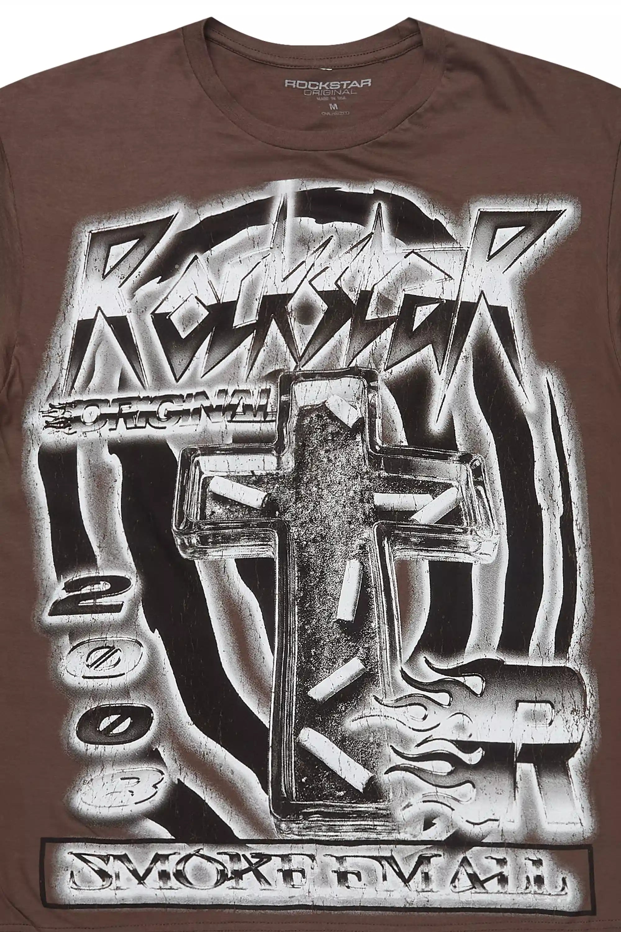 Smokeem Dark Grey/Black Oversized Graphic T-Shirt