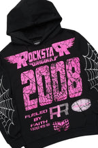 For Pinks Black Hoodie/Stack Flare Track Pant Set