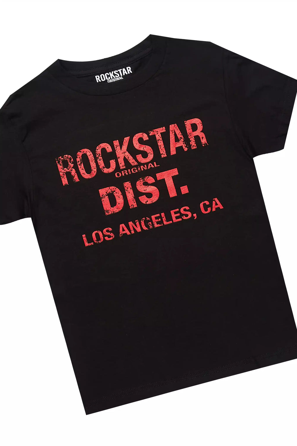 Boys Saxon Black/Red T-Shirt/Denim Cargo Jort Set