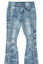 Boys Rugged Blue Stacked Flare Jean