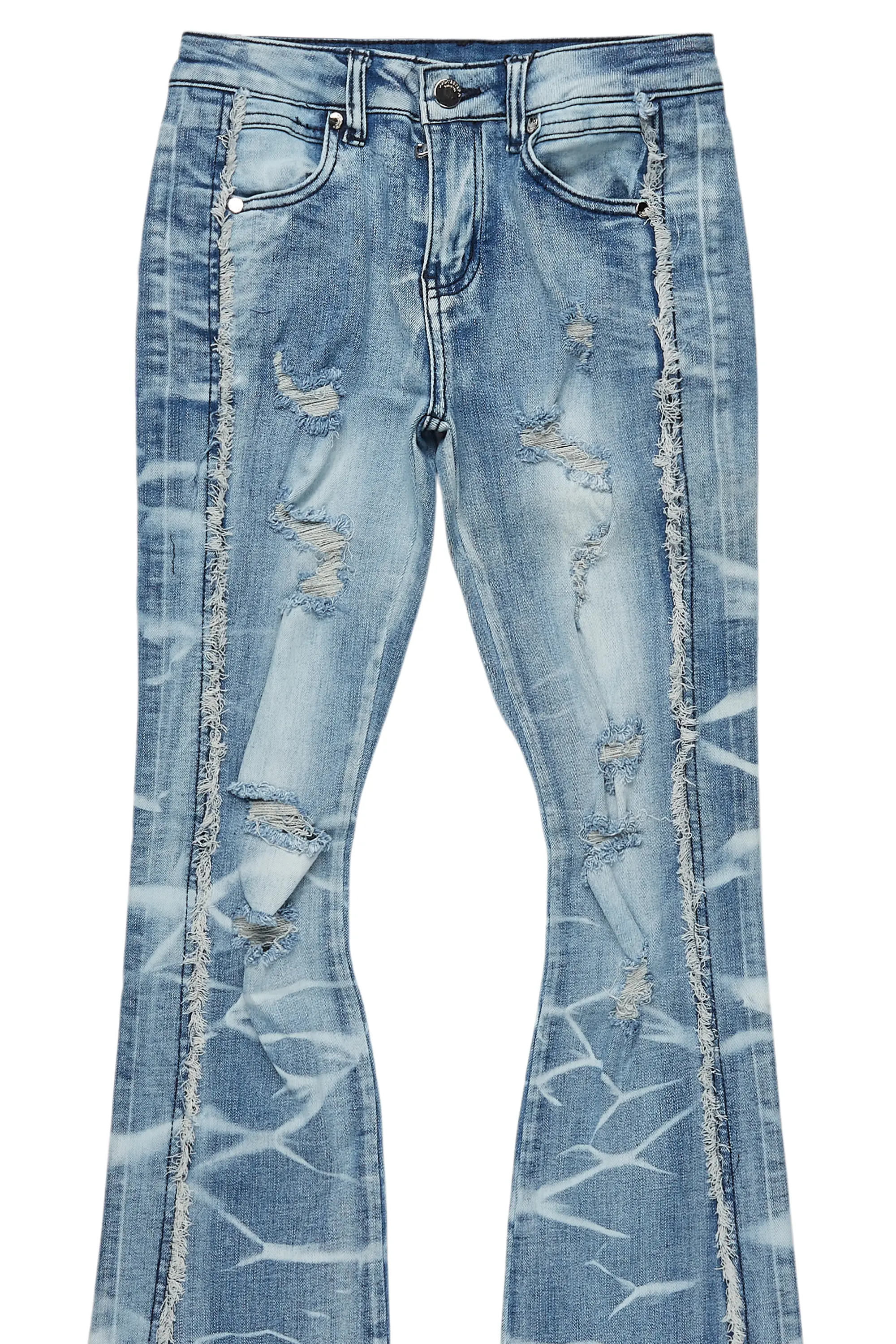 Boys Rugged Blue Stacked Flare Jean