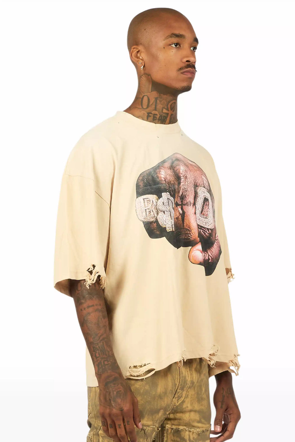 Janus Beige Boxy Crop T-Shirt