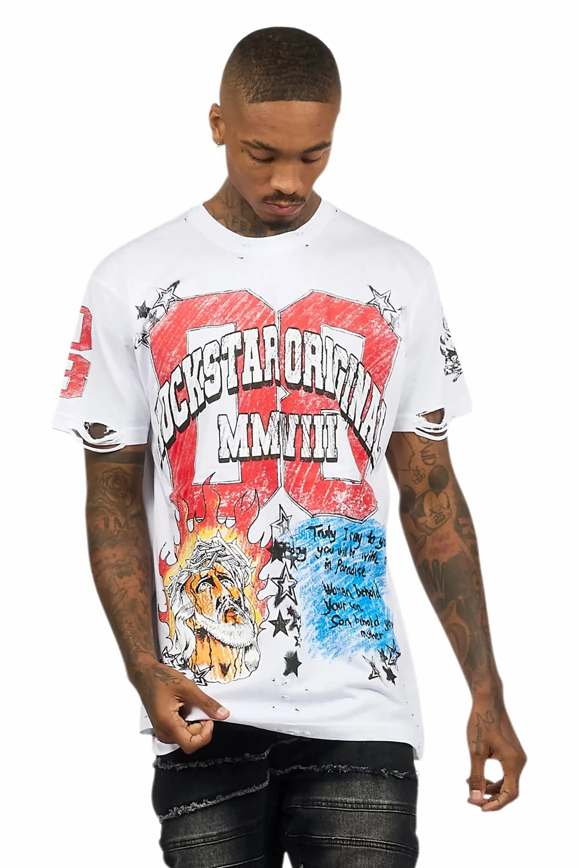 Jesus White/Red Oversized Graphic T-Shirt