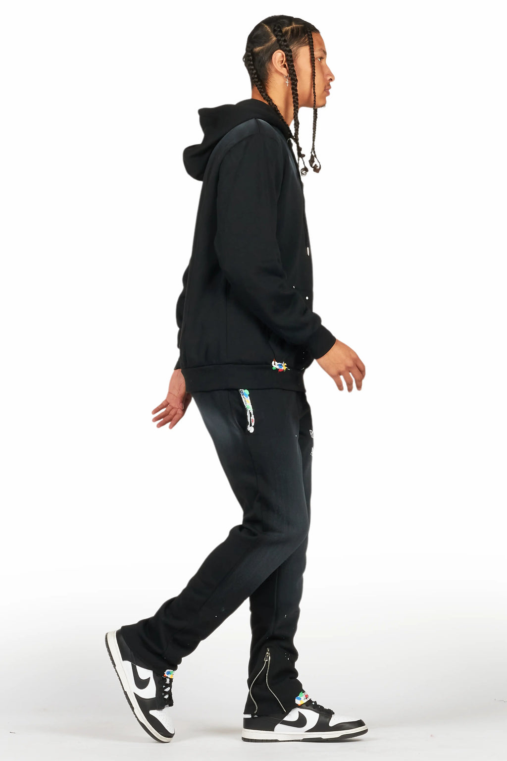 Rockstar Art Dist. Black Hoodie Slim Fit Track Set