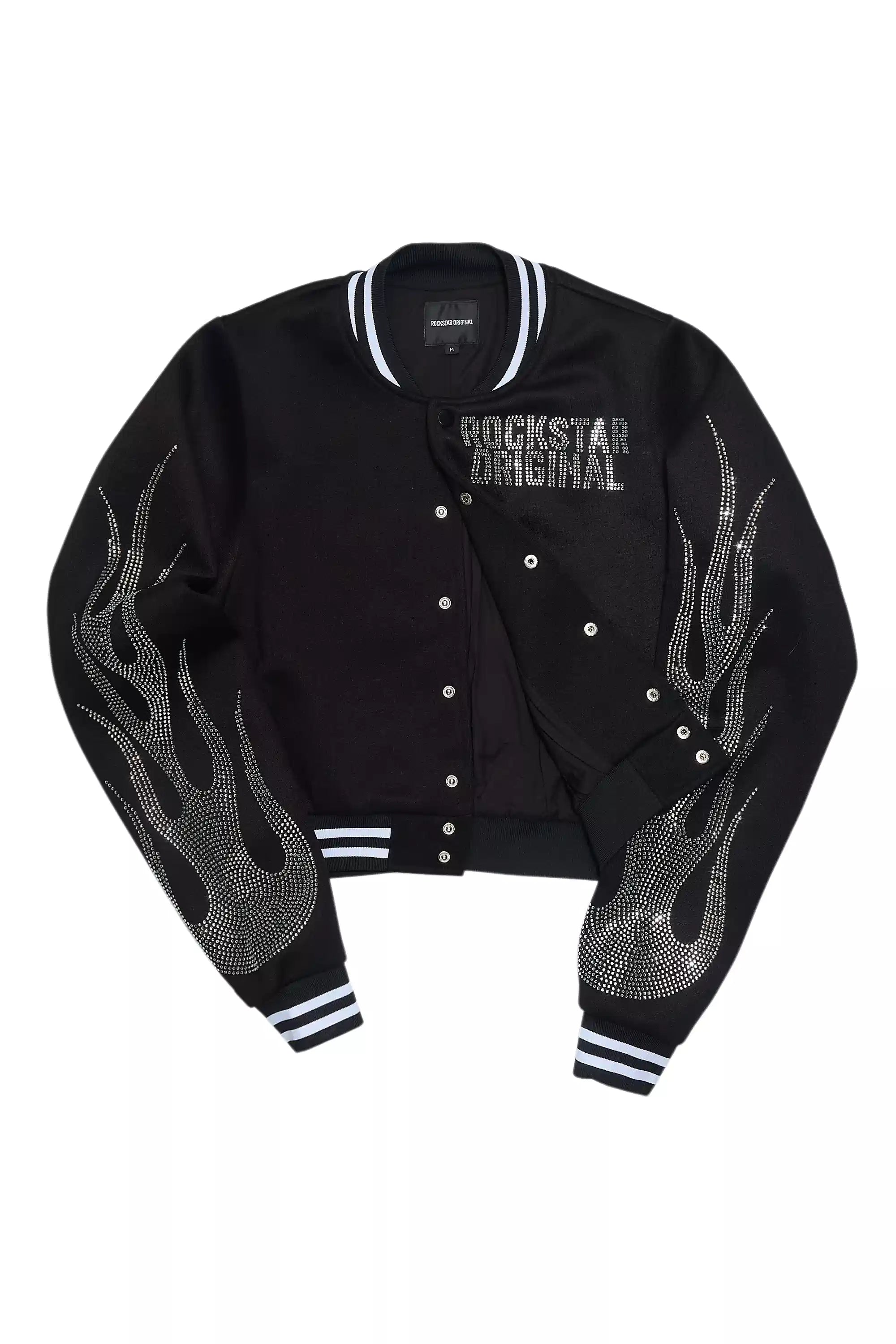 Beunca Black Rhinestone Varsity Jacket