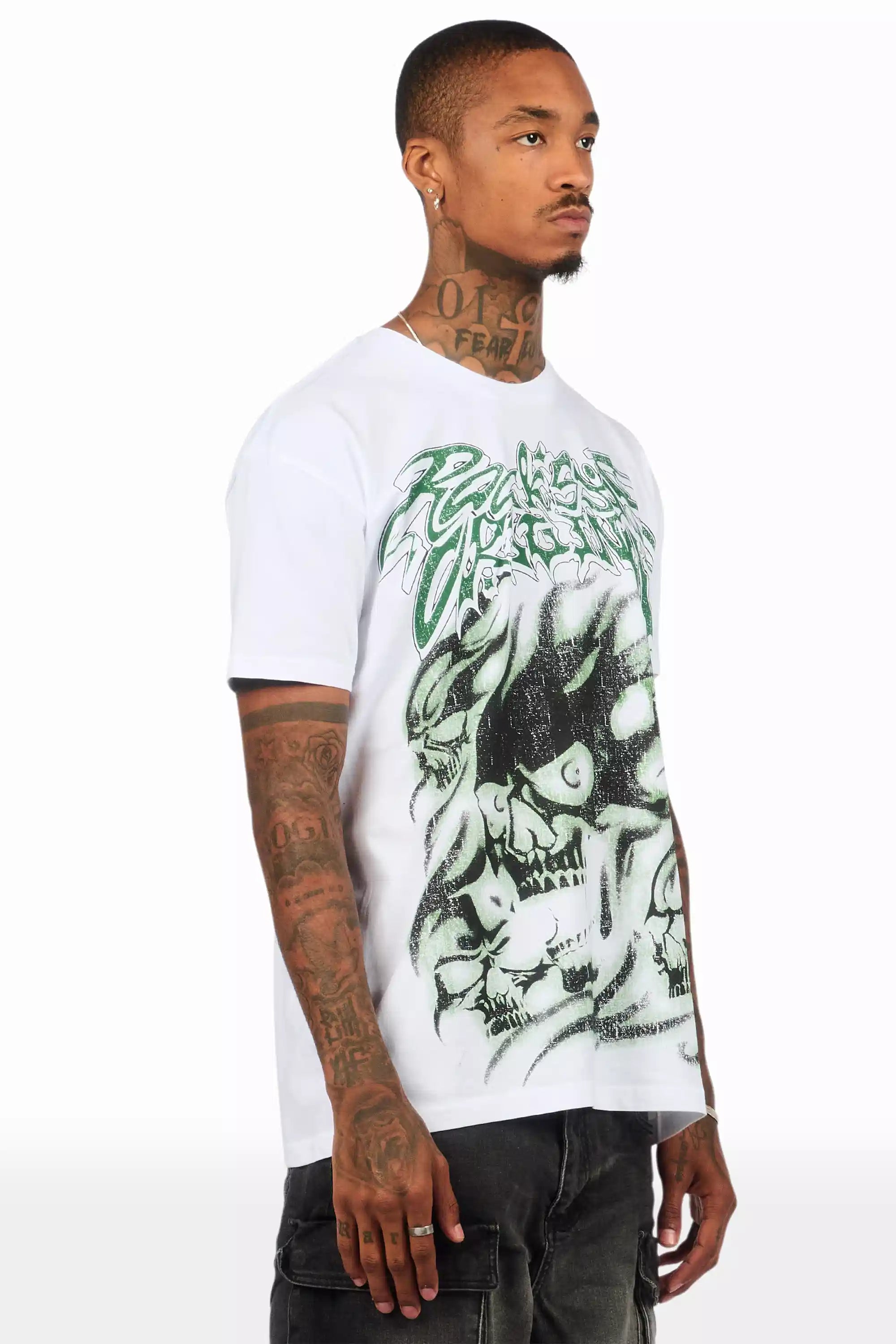 Schtupp White Oversized Graphic T-Shirt