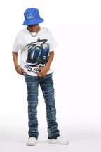 Boys Kastell White/Blue Graphic T-Shirt