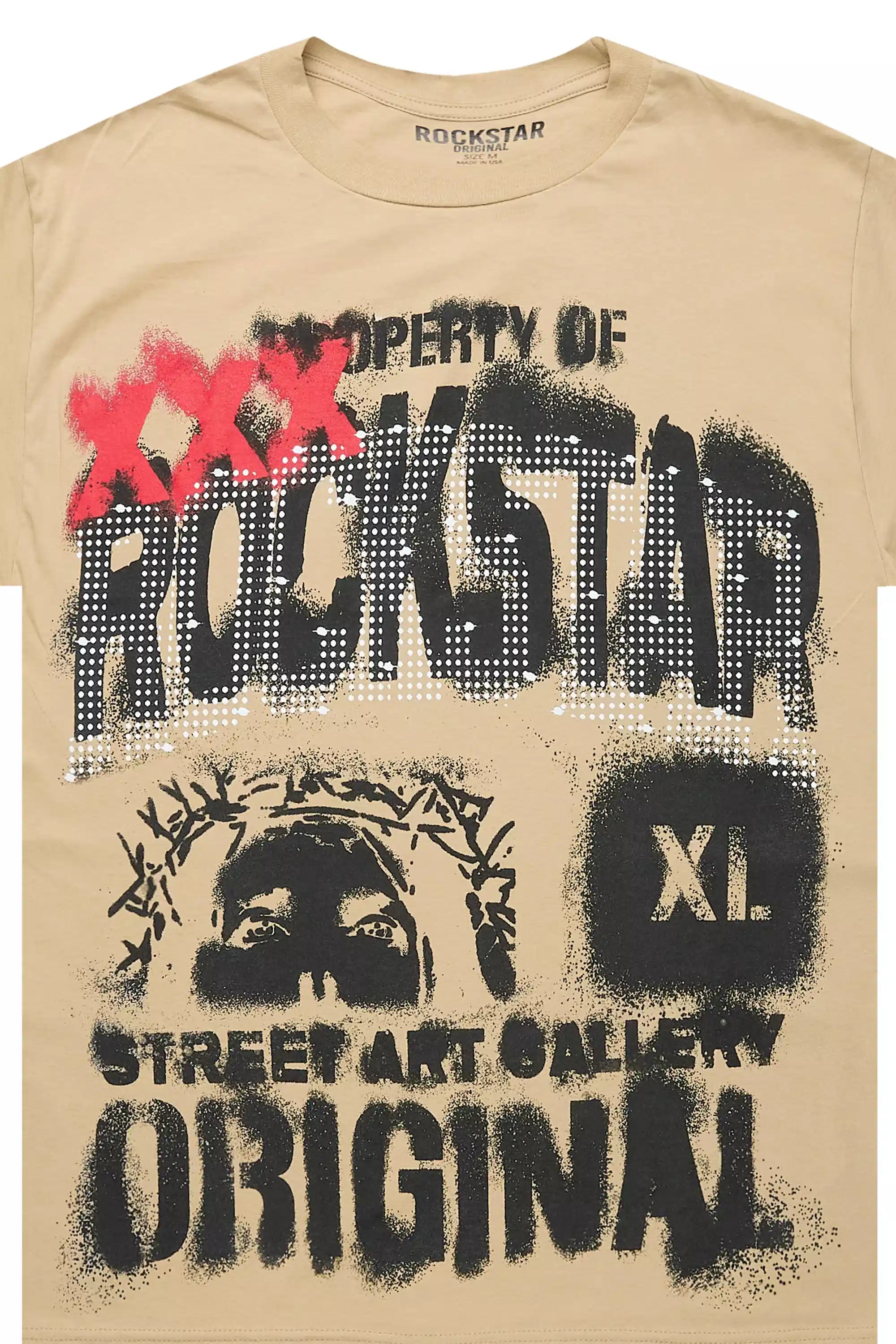 Kyo Beige/Black Oversized Graphic T-Shirt