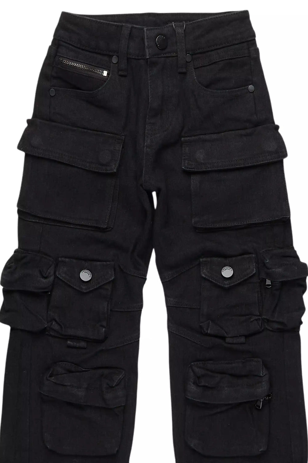 Boys Mahesh Black Baggy Cargo Jean