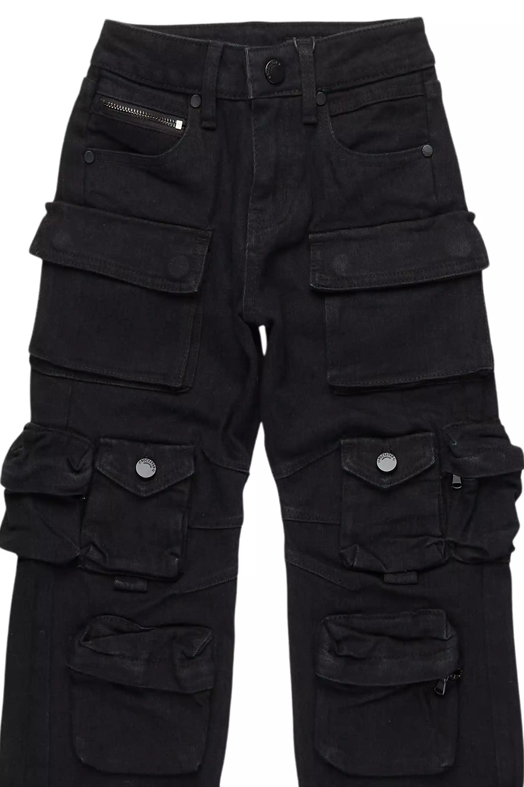 Boys Mahesh Black Baggy Cargo Jean
