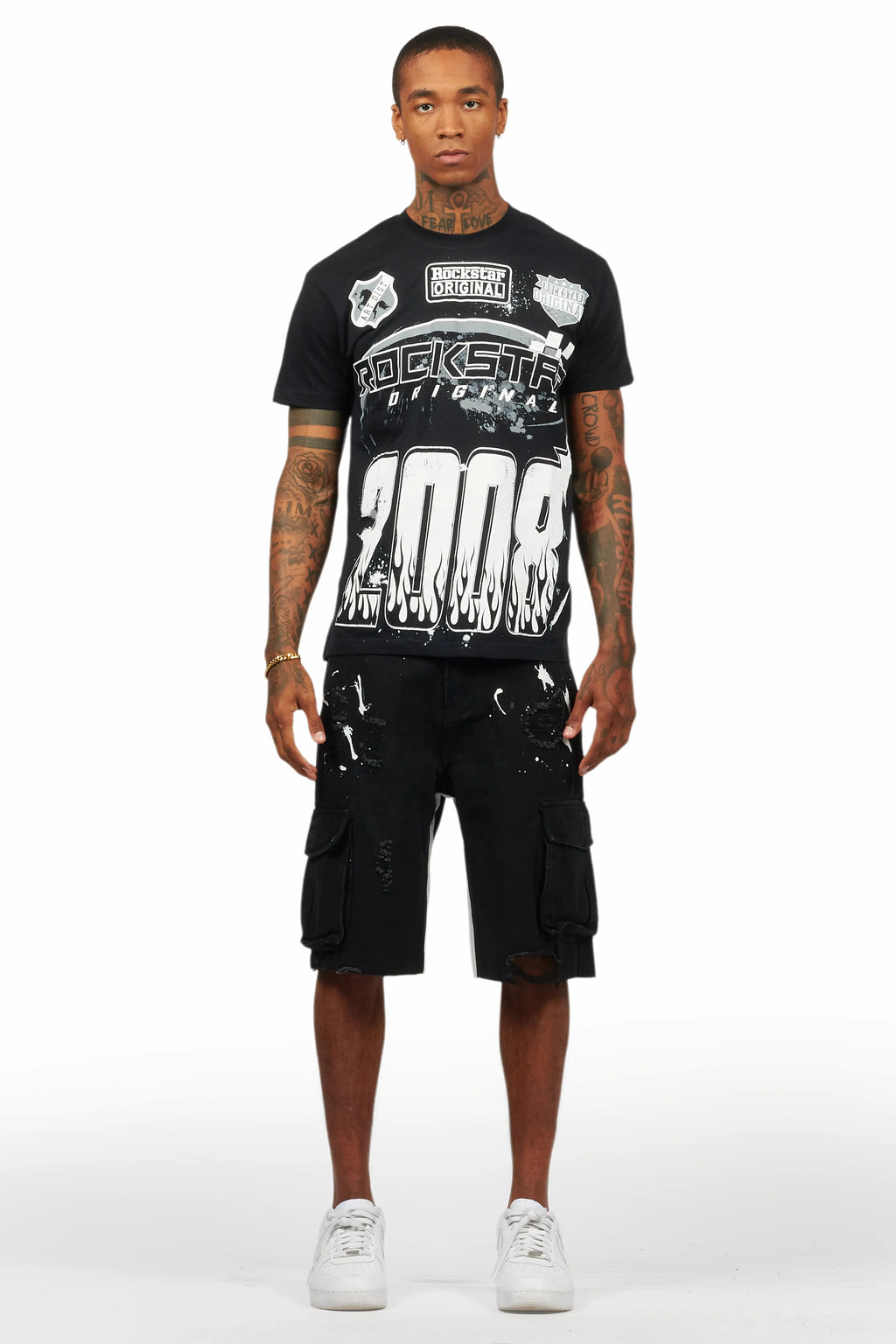 Amos Black T-Shirt/Denim Short Set