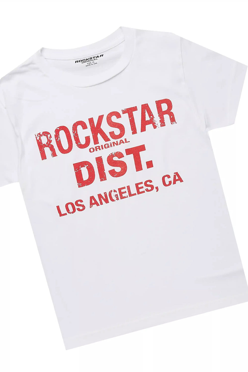 Boys Lake White/Red T-Shirt/Dag Stacked Flare Jean Set