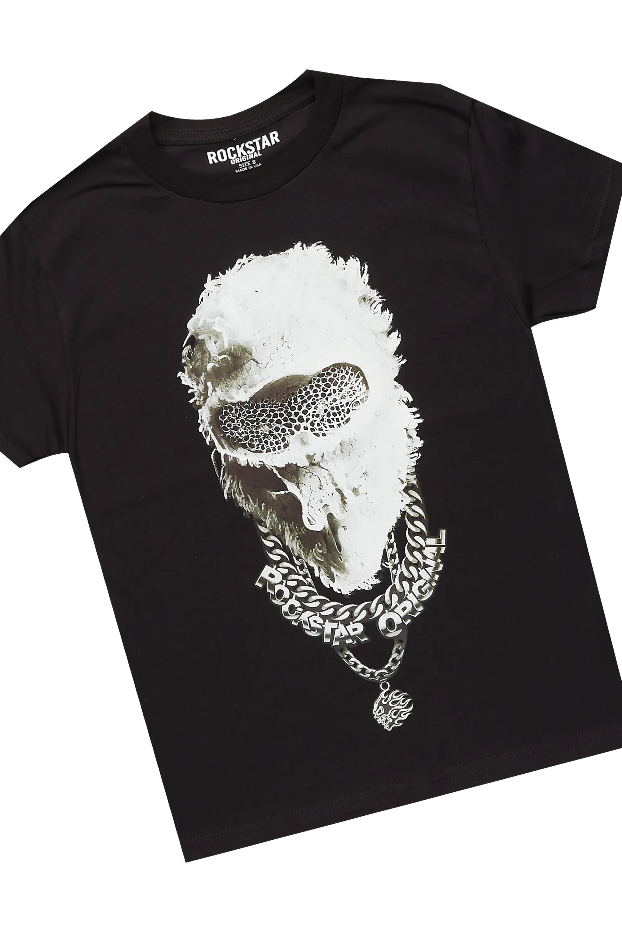 Boys Ponce Black T-Shirt/Stacked Flare Jean Set