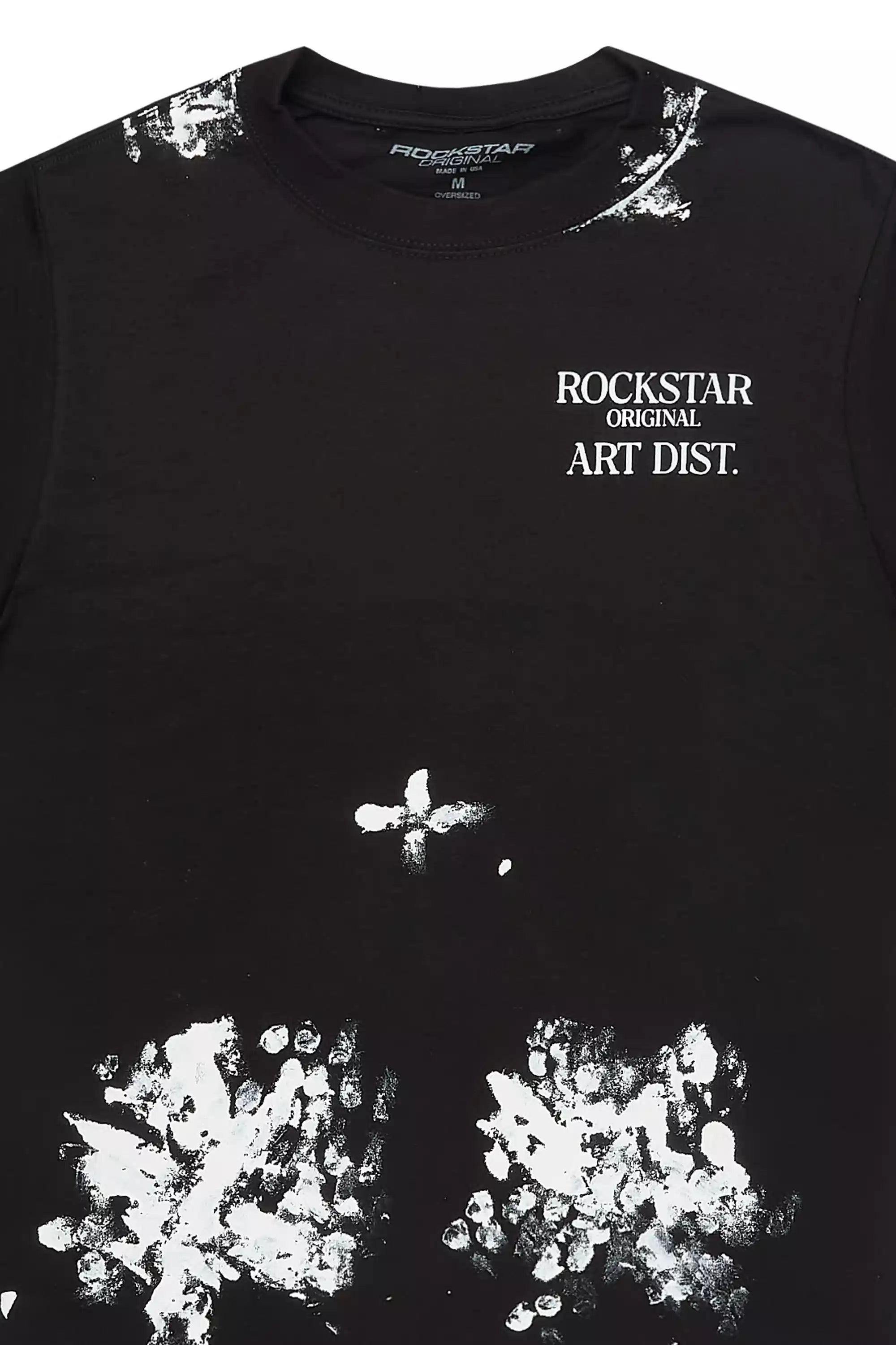 Filip Jet Black Graphic Oversized T-Shirt