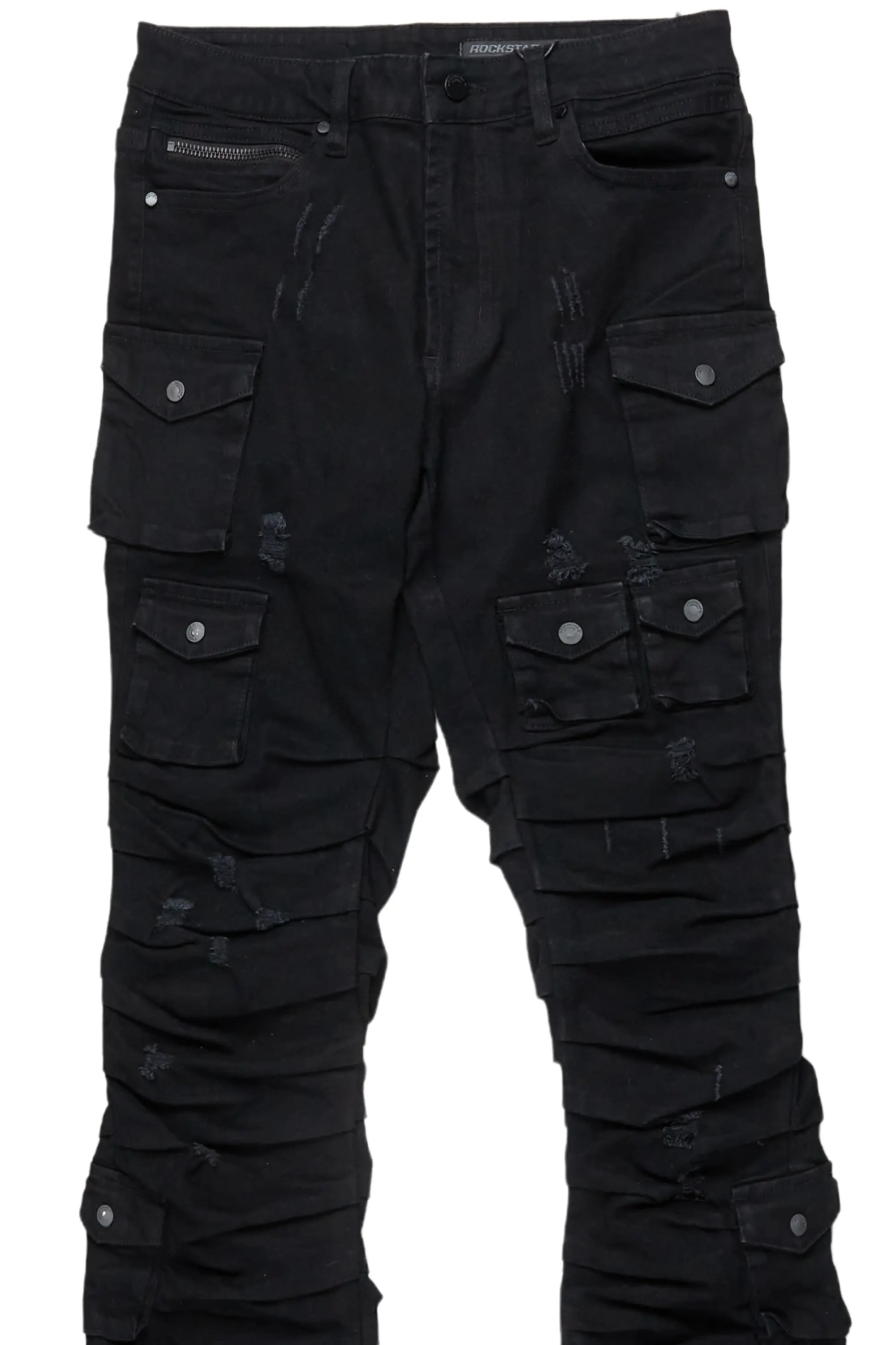 Gentry Black Stacked Flare Jean